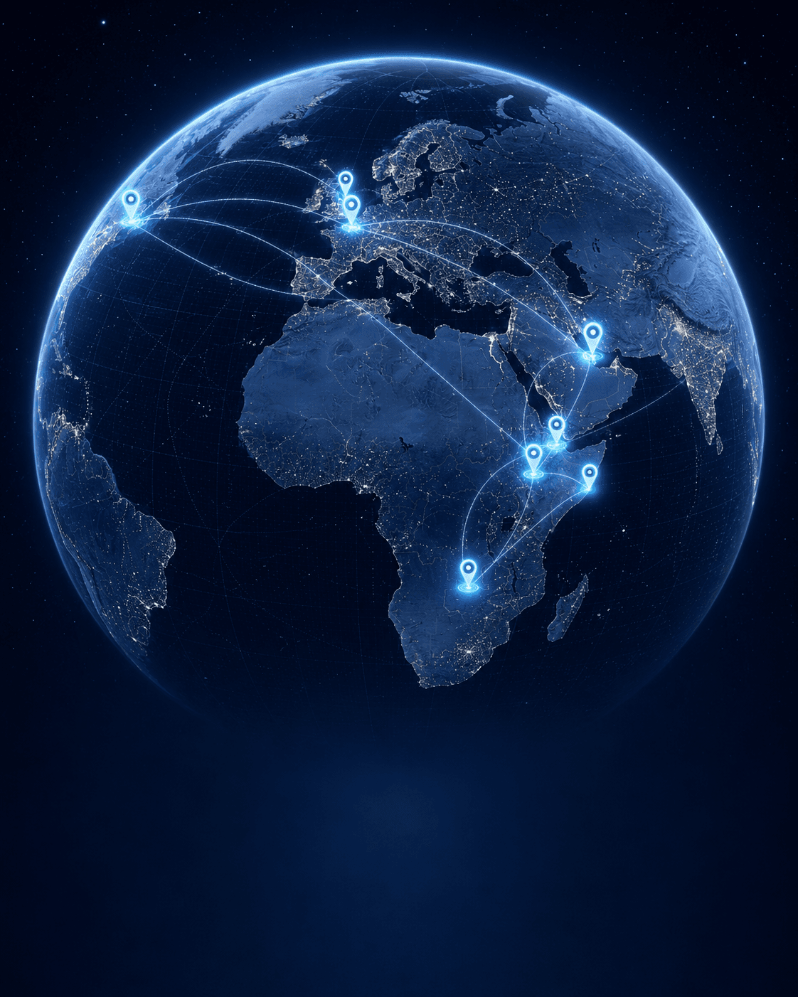 Operating footprint map visual for Xidar coordination across Africa and international markets